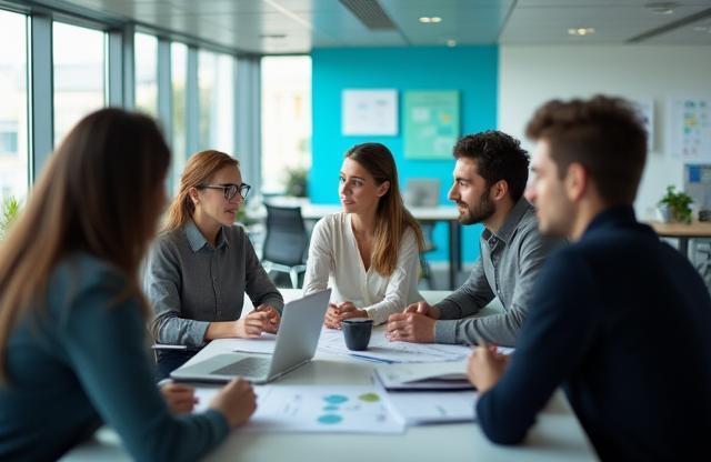 Diverse team collaborating in Zurich office